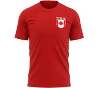 Canada Flag Badge Mens T Shirt, Canada Football Shirt, Gifts for Canadian Sports Fan, Commonwealth Competition Supporters Top, L, Red