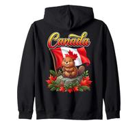 Canada Flag Beaver Canadian Souvenir Zip Hoodie