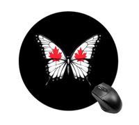 Canada Flag Butterfly Mouse Pad Round Mousepads Desk Mat for Office Laptops