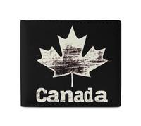 Canada Flag Canadian Day Bifold Wallet with ID Window Leather Slim Wallet RFID Blocking Compact Purse for Men Women