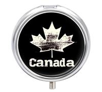 Canada Flag Canadian Day Mini Pill Organizers Cute Round Pills Box Portable 3 Compartment Medicine Case Box for Travel