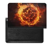 Canada Flag Canadian Flame Flag Passport Holder Travel Wallet Cover Case with Card Slot Organiser for Men Women