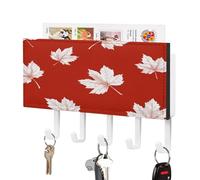 Canada Flag Canadian Maple Wall Mounted Key Holder with 5 Key Hooks Hanging Mail Organizer Rack for Entryway