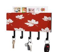 Canada Flag Canadian Maple Wall Mounted Key Holder with 5 Key Hooks Hanging Mail Organizer Rack for Entryway