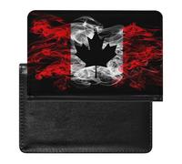 Canada Flag Canadian Smoke Flag Passport Holder Travel Wallet Cover Case with Card Slot Organiser for Men Women