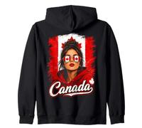 Canada Flag Canadian Woman Souvenir Zip Hoodie