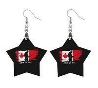 Canada Flag Fishing Canadian Round Wooden Earrings Boho Drop Pendant Fashion Gifts for Women