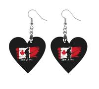Canada Flag Fishing Canadian Round Wooden Earrings Boho Drop Pendant Fashion Gifts for Women