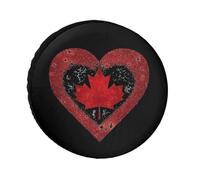 Canada Flag Heart Glittery Funny Spare Wheel Cover Universal Tire Covers Waterproof Tyre Protectors for Travel Trailer Truck SUV
