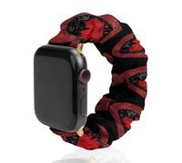 Canada Flag Heart Glittery Soft Elastic Scrunchie Watch Strap Compatible with IWatch Series 6 5 4 3 2 1 Printed Wristbands Bands