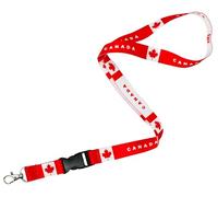 Canada Flag Lanyard - Red & White Maple Leaf Neck Strap - 57cm Premium Polyester Lanyard with Metal Swivel Hook & Quick Release Buckle - Canadian Gift, Work ID, Keys or Event Pass Holder