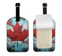 Canada Flag Leather Luggage Tag - Personalized PU Leather Travel Bag ID Tag, Double-Sided Design, Privacy Protection, Ideal Travel Accessory