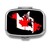 Canada Flag Map Travel Pill Organizer 2 Compartments Pill Case Pill Box Containers for Purse Pocket