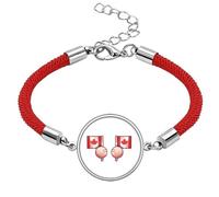 Canada Flag North America Lucky Red String Bracelet Rope Bracelet Handmade