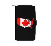 Canada Flag of United States Map Fashion Wallet Credit Card Holder Slim Coin Pocket Purse Handheld Phone Bags for Women Men 8×4.5×1.5 Inches