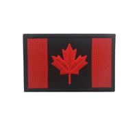 Canada Flag Patches Tactical Tags Canadian Maple Leaf Embroidered Patch Morale National Emblem Shoulder Sew On Embroider for Travel Backpack Jackets Hats Team Uniform (Black)