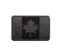 Canada Flag Patches Tactical Tags Canadian Maple Leaf Embroidered Patch Morale National Emblem Shoulder Sew On Embroider for Travel Backpack Jackets Hats Team Uniform (Black Gray)