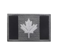 Canada Flag Patches Tactical Tags Canadian Maple Leaf Embroidered Patch Morale National Emblem Shoulder Sew On Embroider for Travel Backpack Jackets Hats Team Uniform (Gray)
