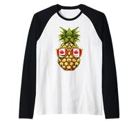 Canada Flag Pineapple Canadian Roots Maple Leaf Raglan Baseball Tee
