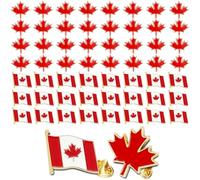 Canada Flag Pins, Enamel Lapel Pin Brooch Badge with Maple Leaf Design for Canadian Souvenirs, 50 Pieces Bulk Pack, Perfect for Men & Women's Clothing, Bags, Hats