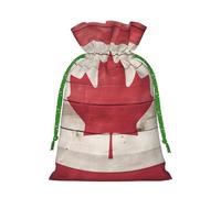 Canada Flag Print Christmas Drawstring Holiday Candy Bag Xmas Sacks Reusable Wrapping Bags Party Favor