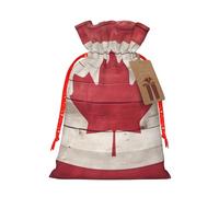 Canada Flag Print Christmas Drawstring Holiday Candy Bag Xmas Sacks Reusable Wrapping Bags Party Favor