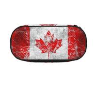 Canada Flag Print Pencil Case Spacious Pen Pouch Zipper High Capacity Makeup Tools Office Supplies, Black, One Size, Cute