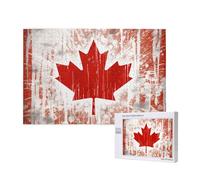 Canada Flag Printed 1000 Pieces Jigsaw Puzzle with Storage Box, Wooden Puzzle for Adults and Kids, Family Fun Decorative Game, 75x50 CM