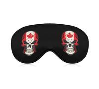 Canada Flag Skull Sleeping Eye Mask Eye Shade with Adjustable Strap Blindfold for Airplane Travel