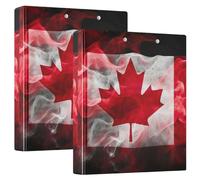 Canada Flag Smoke 1.5 Inch Binders 3 Ring, Basic Binder Notebook with 3 Interior Pockets Cute Binder Three Ring for Work School Office, 2 Pack
