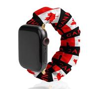 Canada Flag Soft Elastic Scrunchie Watch Strap Compatible with IWatch Series 6 5 4 3 2 1 Printed Wristbands Bands