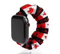Canada Flag Soft Elastic Scrunchie Watch Strap Compatible with IWatch Series 6 5 4 3 2 1 Printed Wristbands Bands