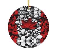 Canada Flag Wallpapers A 2.9-inch ceramic Christmas ornament with a printed pattern perfect for windowsills porches and living rooms