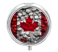 Canada Flag Wallpapers Pill Box Cute Round Pill Case Portable Medicine Tablet Vitamin Holder Organizer for Purse Pocket