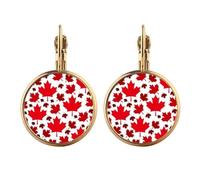 canada flavor canadian maple flag Gold Clip On Drop Earrings Non Piercing Dangle Jewelry