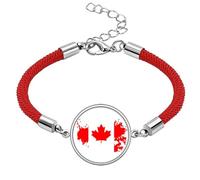 Canada Flavor Flag and Maple Lucky Red String Bracelet Rope Bracelet Handmade