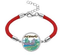 Canada Flavor Vancouver Landmark Picture Lucky Red String Bracelet Rope Bracelet Handmade
