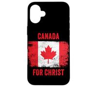 Canada for Christ - Canadian Flag Cross Revival Graphic Case for iPhone 16 Plus