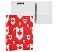Canada Heart Maple Red 3 Ring Binder 1.5 Inch Ring Binders with Clear View Binder Organizer for Office Home School Supplies, 200 Sheets Capacity, Fit A4 Letter Size Paper, 2 Pack