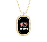 Canada Hockey Canadian Flag Pendant Necklace Fashion Jewelry Square Pendant with White Drill Border One Size