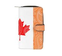 Canada Ireland Flag Paisley Pattern Fashion Wallet Credit Card Holder Slim Coin Pocket Purse Handheld Phone Bags for Women Men 8×4.5×1.5 Inches