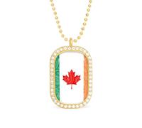Canada Ireland Flag Paisley Pattern Funny Pendant Necklace for Women Personalized Fashion Jewelry Diamond Necklaces for Wedding Birthday Gold Silver