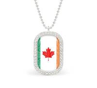 Canada Ireland Flag Paisley Pattern Funny Pendant Necklace for Women Personalized Fashion Jewelry Diamond Necklaces for Wedding Birthday Gold Silver