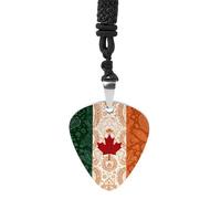 Canada Ireland Flag Paisley Pattern Guitar Pick Necklace Stylish Titanium Steel Pendant Jewelry for Men Women