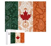 Canada Ireland Flag Paisley Pattern Jigsaw Puzzles for Adults Wooden Puzzle Picture for Home Wall Decor 500 PCS