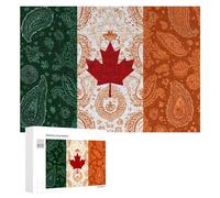 Canada Ireland Flag Paisley Pattern Jigsaw Puzzles for Adults Wooden Puzzle Picture for Home Wall Decor 300 PCS