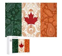 Canada Ireland Flag Paisley Pattern Jigsaw Puzzles for Adults Wooden Puzzle Picture for Home Wall Decor 1000 PCS