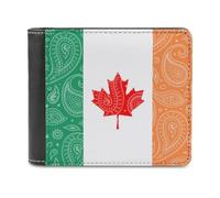 Canada Ireland Flag Paisley Pattern Novelty Wallet Slim Front Pocket Bifold Wallet with ID Credit Card Holder for Women Men