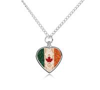 Canada Ireland Flag Paisley Pattern Urn Necklace for Ashes Adjustable Pet Cremation Jewelry for Men Women