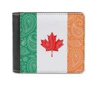 Canada Ireland Paisley Flag Bifold Wallet PU Leather Slim Purse Pocket Wallet with Card Holder for Office Travel